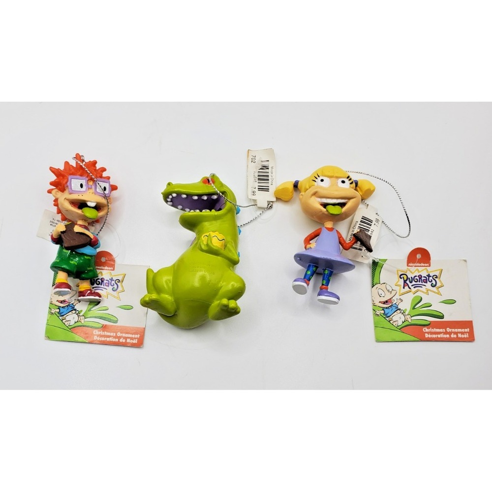 Nickelodeon Rugrats Chuckie, Angelica & Reptar Christmas Ornaments‎ Lot of 3